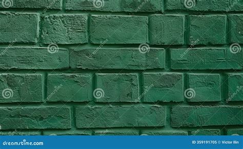 Dark Green Brick Wall, Painted Rough Texture. Aged Building Facade ...
