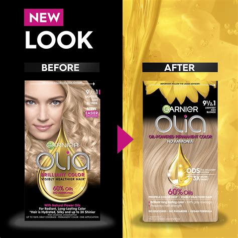 Garnier Olia Oil Powered Permanent Hair Color, 9 1/2.1 Lightest Ash ...