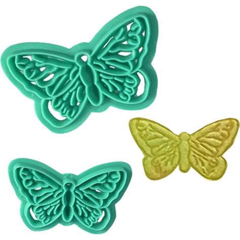 Butterfly Shaped Plastic Cookie Stamps 2 Pieces