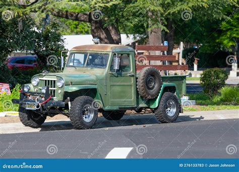 Old Jeep Truck stock image. Image of bumper, wooden - 276133783
