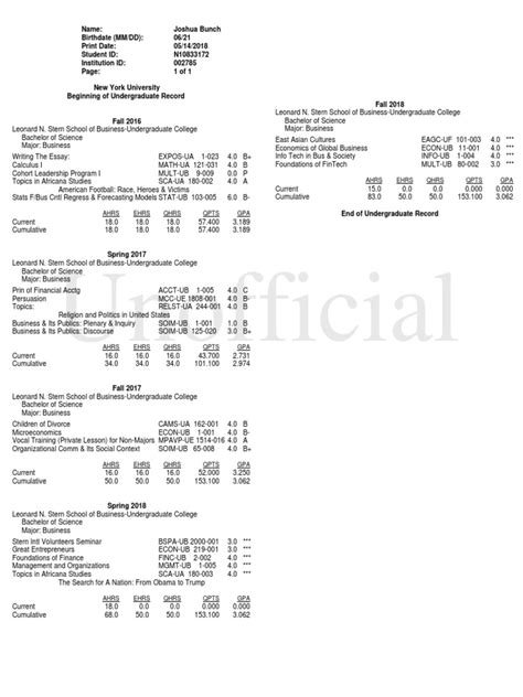 Image result for NYU Transcript