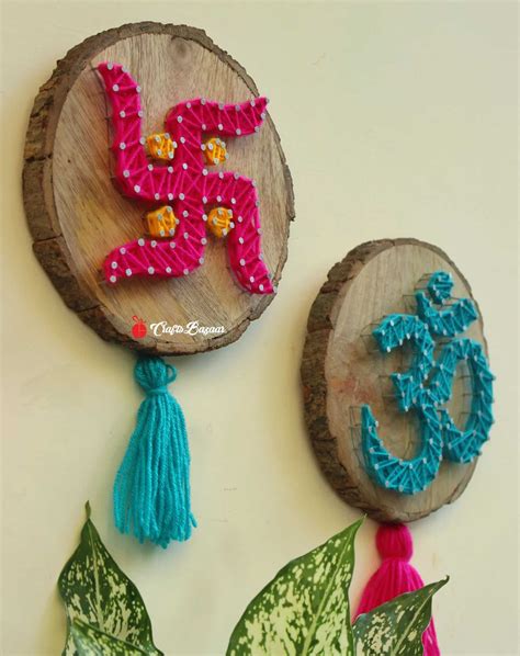 Om and Swastik Symbol String Art Wall Hanging-Festive Décor – Craftsbazaar