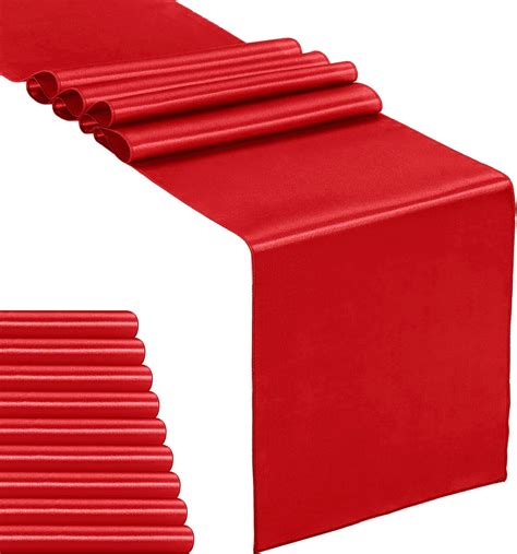 Amazon.com: 10 Pack Red Table Runner 12 x 108 Inches Wedding Satin Silk ...