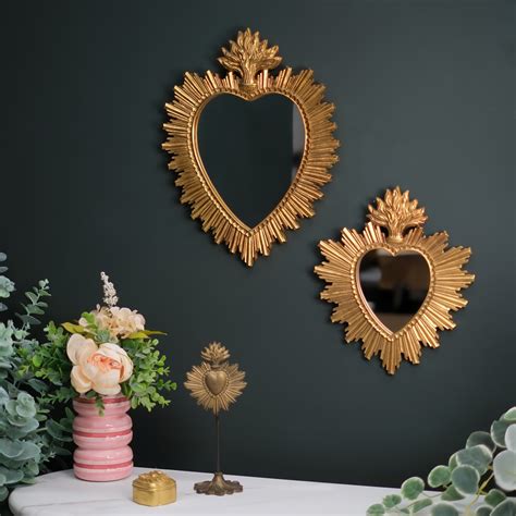 Golden Sacred Heart Wall Mirror – Brown and Ginger