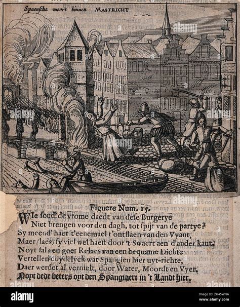 Spanish soldiers slaughtering and drowning men and women in the streets ...