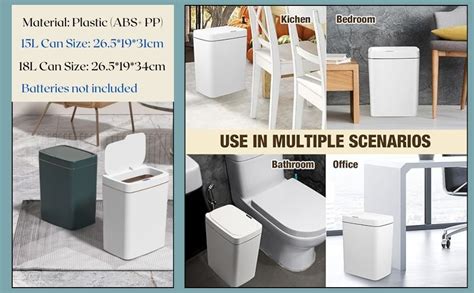 House of Quirk Automatic Bathroom Trash Can, Smart Garbage Can with Lid ...