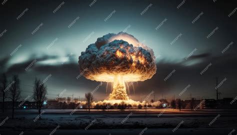Nuclear explosion in city, dangers of nuclear bombs and energy | Premium AI-generated image