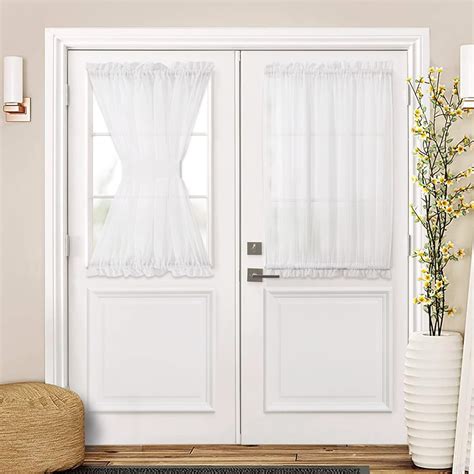 Buy MIULEE Set of 2 Sheer Curtains for French Door Linen Textured ...