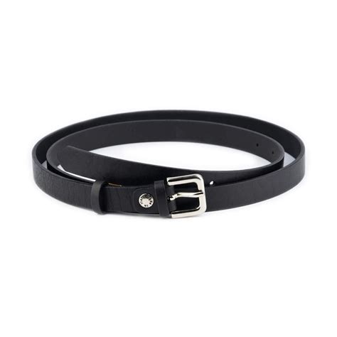 Womens Leather Belt - Thin Black Belt With Silver Buckle - Thin Leather ...