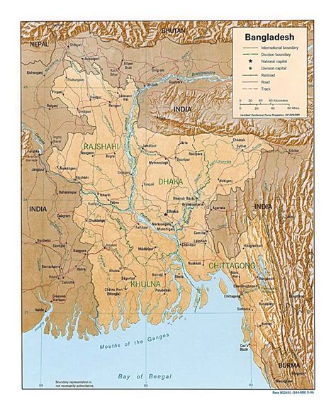 Detailed political and administrative map of Bangladesh with relief ...