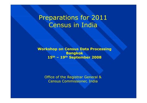 India - Preparations For 2011 Census In India