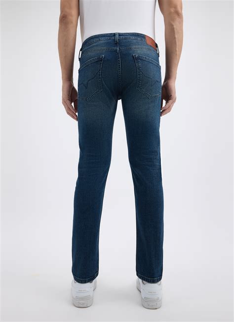 Men Blue Slim Tapered Fit Low Rise Jeans | Pepe Jeans India