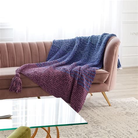 Bernat® Blanket Double Take Seed Stitch Stripes Blanket | Projects ...