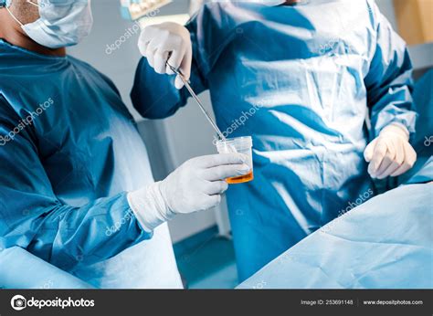 Cropped View Surgeon Putting Tampon Iodine Operating Room — Stock Photo ...