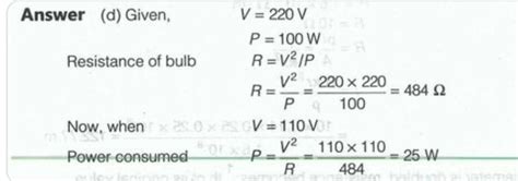 3) An electrice bulb is rated 220v and 100W. When it isoperated on 110V ...