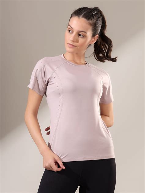 Pink Laser-Cut Motion T-Shirt in Eco-Friendly Lyocell – Fitkin