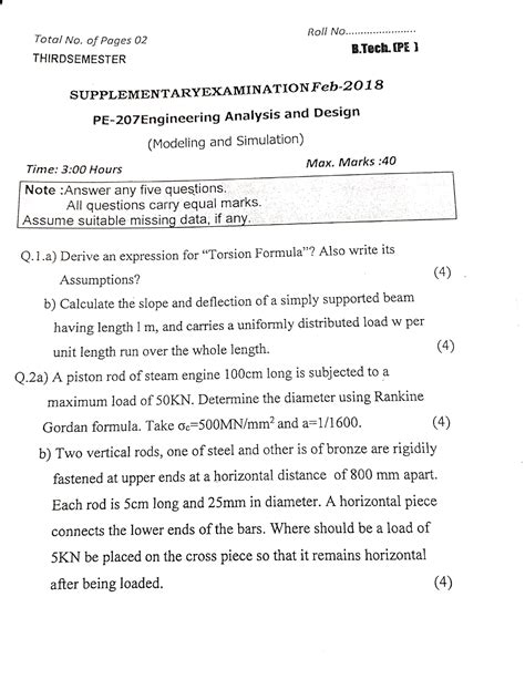 EAD Supplementary 2018 - Engineering Analysis and Design ECE - Studocu