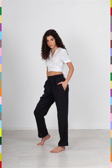 Black Linen Pants. Women Linen Pants. Slack Women Pants. Linen Trousers ...