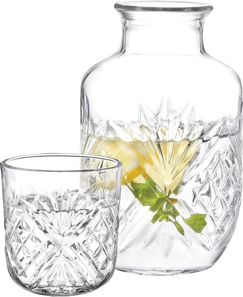 Amazon.com: ONS ELITE Bedside Water Carafe with Glass Set - Glass ...