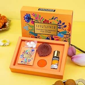 Soulflower Chandan Divine Puja Gift Set Festive Pack with Kesar Puja ...