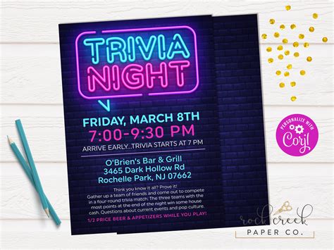 Buy Trivia Night Invitation Quiz Night Invitation Pub Quiz Online in ...