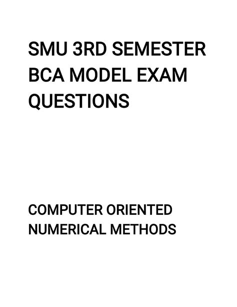 Computer Oriented Numerical Methods-BCA- Semester 3-SMU Model EXAM ...