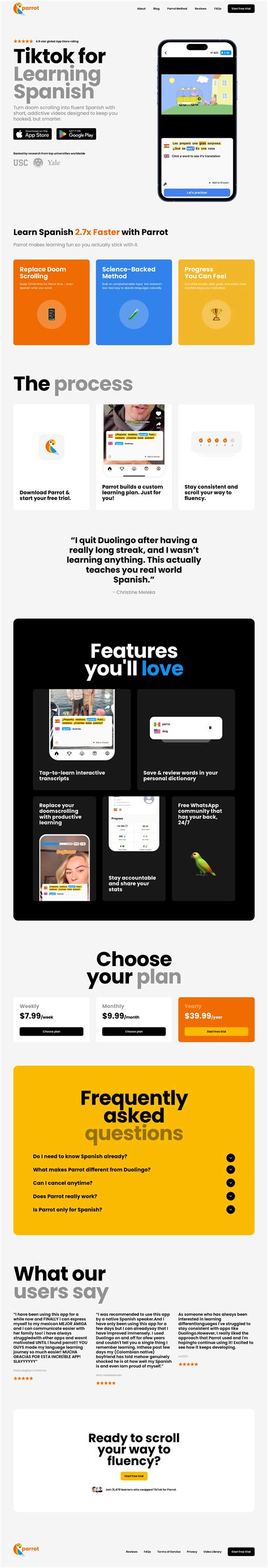 Parrot: Learn Spanish with TikTok-Style Videos