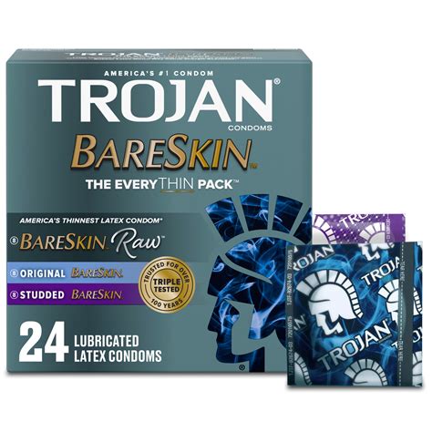 Trojan Bareskin The EveryTHIN Pack Lubricated Condoms, 24 Count ...
