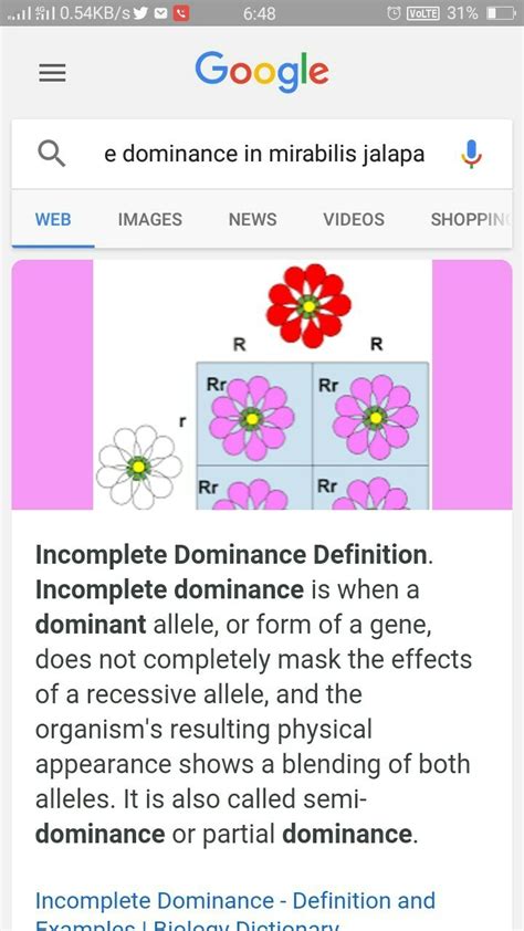 Image result for Incomplete Dominance Definition and Example