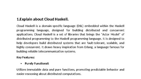 CC - Cloud Haskell Overview and Key Features - Studocu