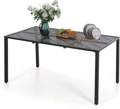 Buy PHI VILLA Outdoor Dining Table,Rectangle Patio Bistro Table with ...