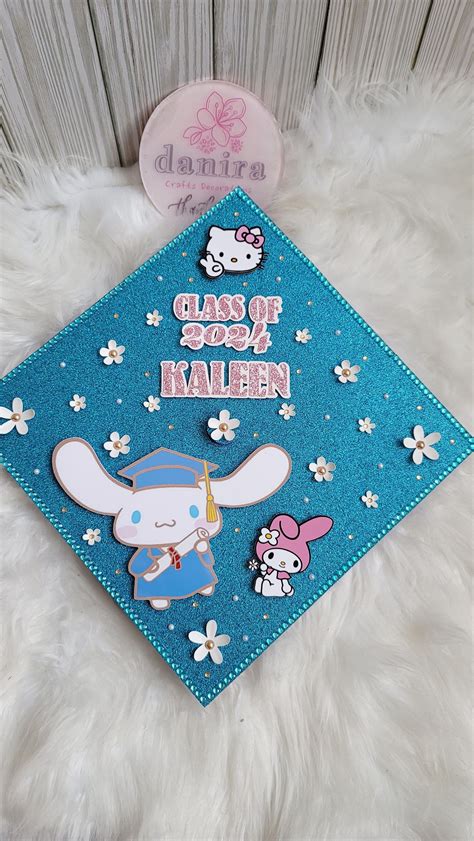 Custom Graduation Cap My Melody, Hello Kitty, Class of 2025, Cinammon ...