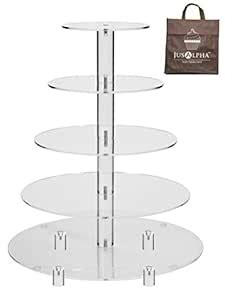 Jusalpha Large 5-Tier Acrylic Round Wedding Cake Stand/Cupcake Stand ...