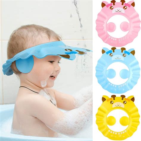 LIENJAER 3 Pieces Baby Shower Cap Adjustable Baby Bath Visor Infant ...