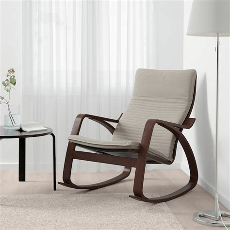 POÄNG rocking-chair, brown/Knisa light beige - IKEA