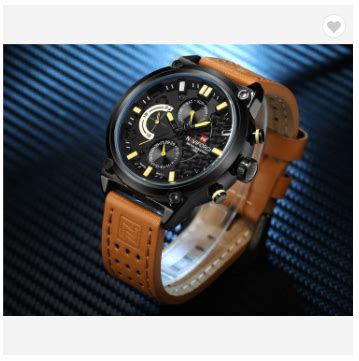 NAVIFORCE 9068L BYBN Luxury Brand Leather Analog Quartz Watches Men ...