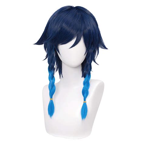 Buy SL Navy Blue Wig for Venti Cosplay Costume 2 Tone Anime Braided ...