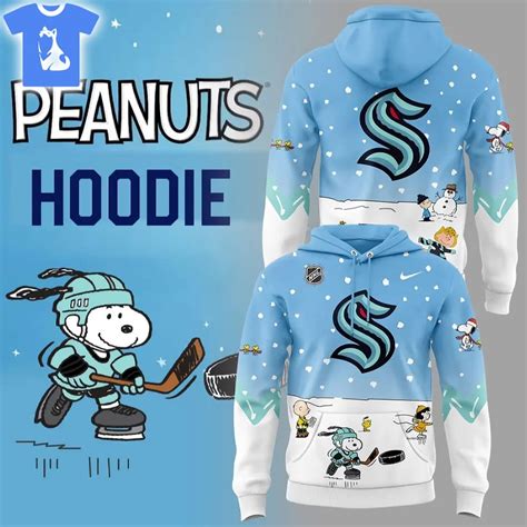 Seattle Kraken Peanuts & Snoopy Night Nike Hoodie - Shibtee Clothing