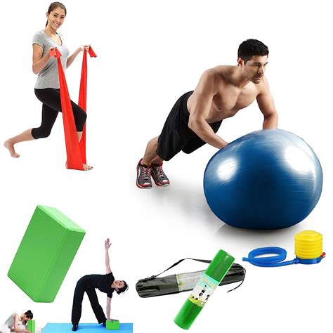 All in One Yoga Brick Block, Yoga Mat, Yoga Band and Gym Ball by House ...
