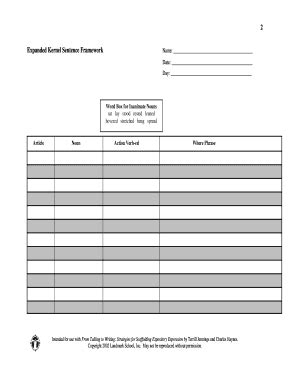 Fillable Online landmarkoutreach Expanded Kernel Sentence Framework ...