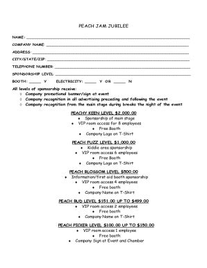 Fillable Online JAM SPONSOR SHEET Fax Email Print - pdfFiller