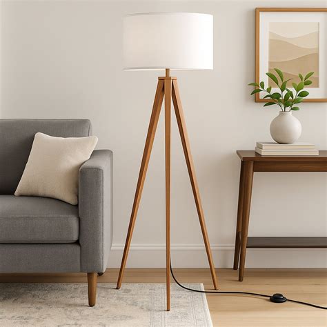 Mercer41 Cardone 60" Tripod Floor Lamp with Drum Shade and Foot Switch ...