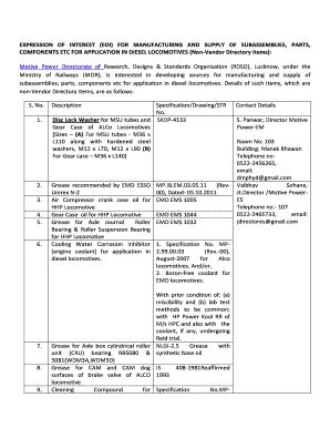 Fillable Online Expression of Interest (EOI) - WELCOME TO RDSO - Indian ...