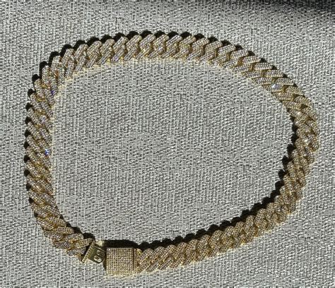 gold moissanite cuban link chain 24 Inches - Gem