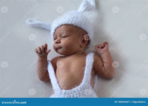 Newborn Baby in Rabbit Costume Stock Image - Image of dressed, portrait ...