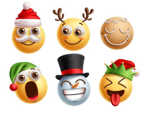Premium Vector | Emoji christmas characters vector set Christmas emojis 3d icon clip art ...