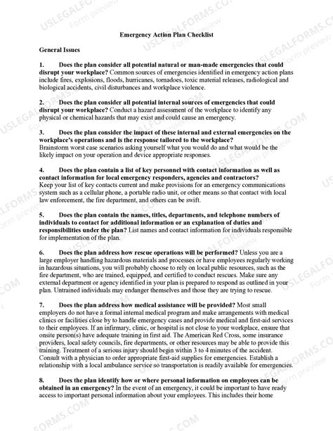 Emergency Action Plan Checklist | US Legal Forms