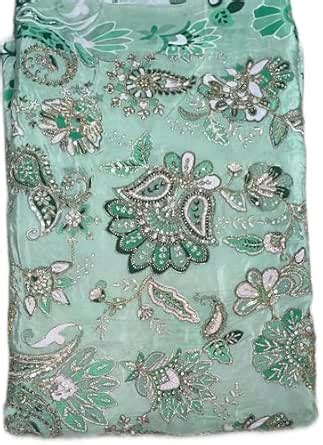 Pure Natural creap Position Printed with Work Fabric for Blouse (44 ...