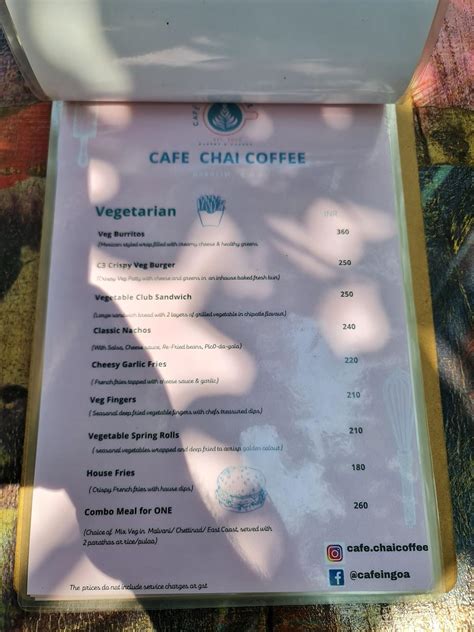 Menu at Cafe Chai Coffee, Dabolim