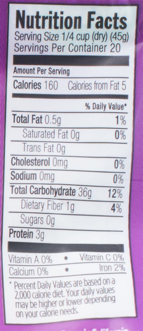 Jasmine Rice Nutrition Facts 1 Cup at Keith Criswell blog